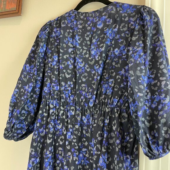 GAP Maternity Blue Leopard Print Midi Dress - Size Small - Picture 12 of 14